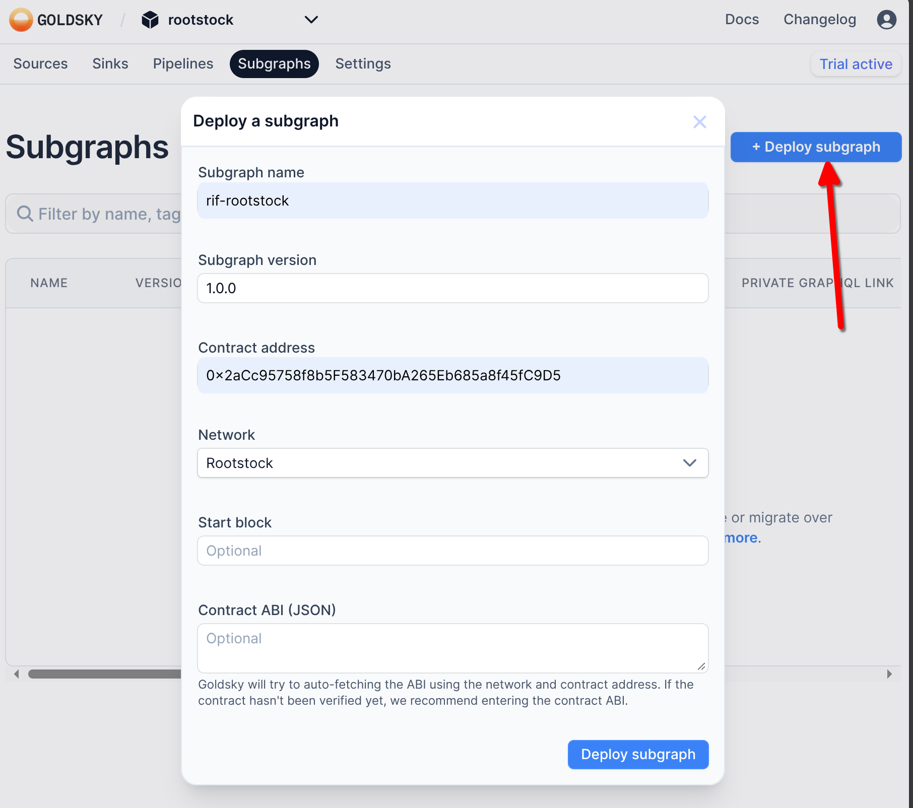 Goldsky no code deployment