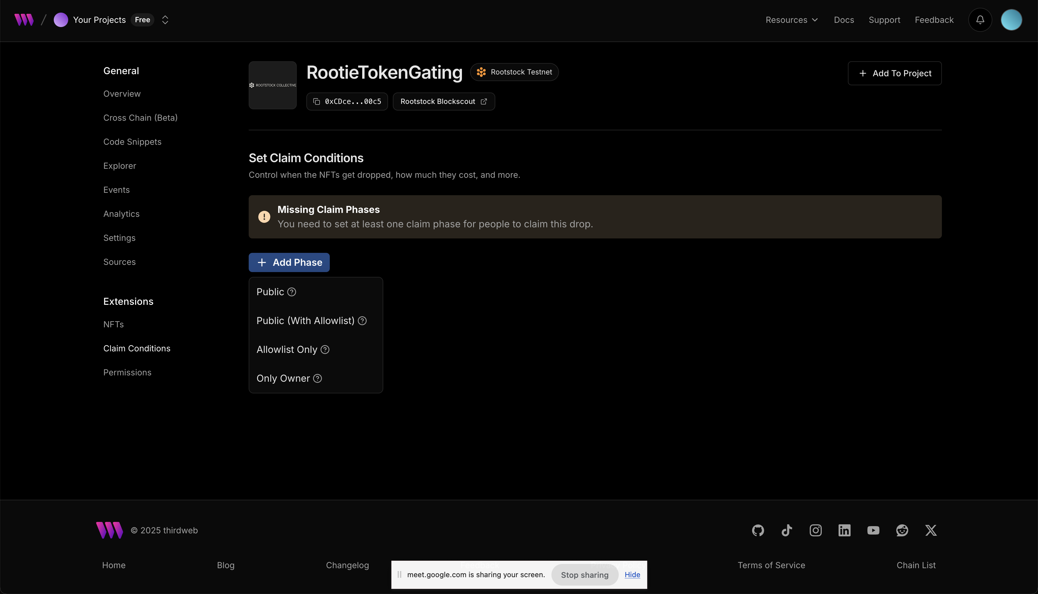 Thirdweb - Set NFT Phase